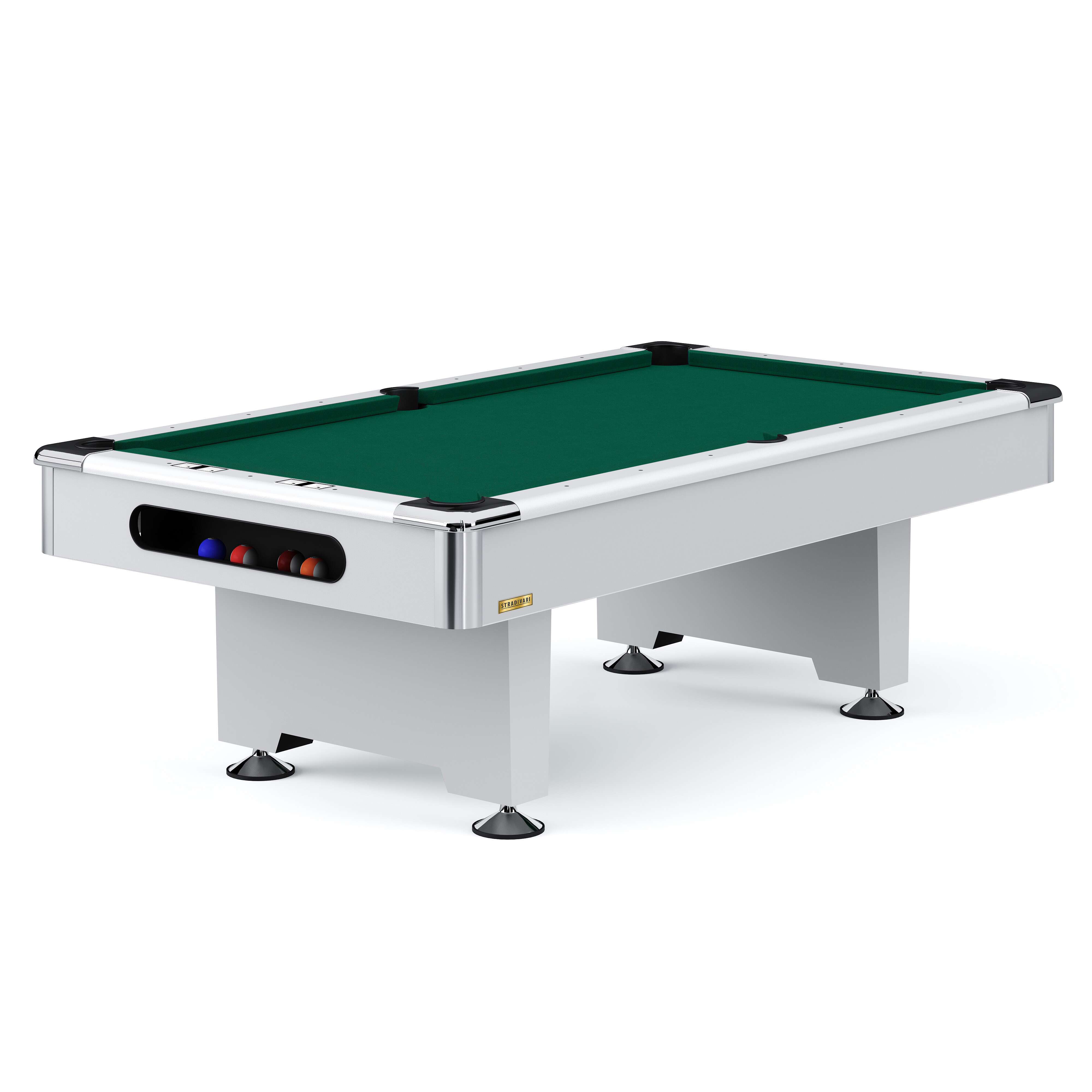 Automaten Hoffmann Billardtisch „Club Pro III“ Dekor Weiß, Simonis 860, Yellow-Green, 9 ft (Spielfeld 254×127 cm)