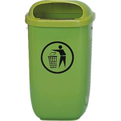 Litter Bin, complies with DIN Orange, With posts and triangular wrench key