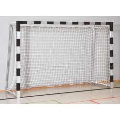 Sport-Thieme Hallenhandballtor
 3x2 m, in Bodenhülsen stehend mit anklappbaren Netzbügeln Schwarz-Silber, Verschraubte Eckverbindungen