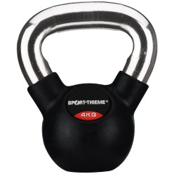 Sport-Thieme Kettlebell "Gummiert mit glattem Chrom-Griff"