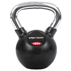 Sport-Thieme Kettlebell "Gummiert mit glattem Chrom-Griff"