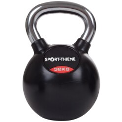 Sport-Thieme Kettlebell "Gummiert mit glattem Chrom-Griff"