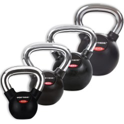 Sport-Thieme Kettlebellsæt "Gummieret med glatte krom-greb"