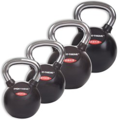 Sport-Thieme Kettlebell-Set "Gummiert mit glattem Chrom-Griff"