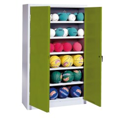 C+P Ballschrank mit Vollblech-Flügeltüren (Typ 3), HxBxT 195x93x40 cm Verkehrsgelb (RAL 1023), Anthrazit (RAL 7021), Gleichschließung