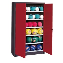 C+P Ballschrank mit Vollblech-Flügeltüren (Typ 3), HxBxT 195x93x40 cm Enzianblau (RAL 5010), Anthrazit (RAL 7021), Gleichschließung