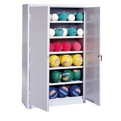 C+P Ballschrank mit Vollblech-Flügeltüren (Typ 3), HxBxT 195x93x50 cm Enzianblau (RAL 5010), Lichtgrau (RAL 7035), Gleichschließung