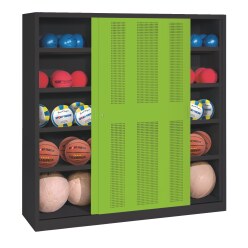 C+P Ballschrank mit Lochblech-Schiebetüren (Typ 4), HxBxT 195x190x60 cm