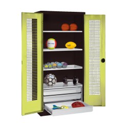  C+P Type 4 Sports Equipment Locker with Drawers and Perforated Double Doors, H×W×D: 195×120×50 cm Sports equipment cabinet