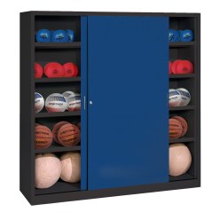 C+P Ballschrank mit Vollblech-Schiebetüren (Typ 4), HxBxT 195x120x50 cm Goldgelb (RAL 1004), Anthrazit (RAL 7021), Gleichschließung