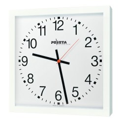 Peweta Wanduhr Großraum, 40x40, Netzbetrieb Ballwurfsicher, Zifferblatt DIN-Balken