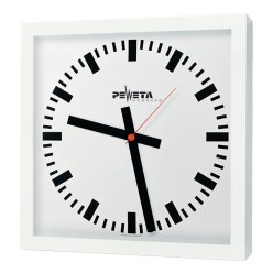 Peweta Wanduhr Großraum, 40x40, Netzbetrieb Ballwurfsicher, Zifferblatt arabische Zahlen