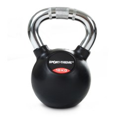 Sport-Thieme Kettlebell "Gummiert mit gerändeltem Chrom-Griff"