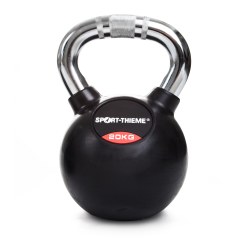 Sport-Thieme Kettlebell "Gummiert mit gerändeltem Chrom-Griff"