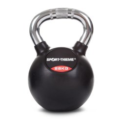 Sport-Thieme Kettlebell "Gummiert mit gerändeltem Chrom-Griff"