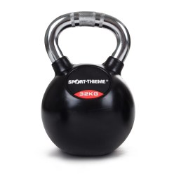 Sport-Thieme Kettlebell "Gummiert mit gerändeltem Chrom-Griff"