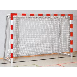 Sport-Thieme Handballtor in Bodenhülsen stehend mit anklappbaren Netzbügeln, 3x2 m Schwarz-Silber, Verschweißte Eckverbindungen