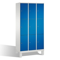 "S 3000 Evolo" Lockers with Base Legs (3 Lockers Positioned Vertically) Gentian blue (RAL 5010), 185x90x50 cm/ 9 compartments