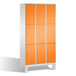"S 3000 Evolo" Lockers with Base Legs (3 Lockers Positioned Vertically) Yellow orange (RAL 2000), 185x90x50 cm/ 9 compartments