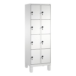 "S 3000 Evolo" Lockers with Base Legs (4 Lockers Positioned Vertically) Light grey (RAL 7035), 185×60×50 cm / 8 compartments