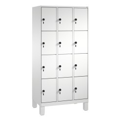 "S 3000 Evolo" Lockers with Base Legs (4 Lockers Positioned Vertically) Light grey (RAL 7035), 185×60×50 cm / 8 compartments