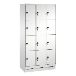 "S 3000 Evolo" Lockers with Base (4 Lockers Positioned Vertically) Light grey (RAL 7035), 180x90x50 cm/ 12 compartments