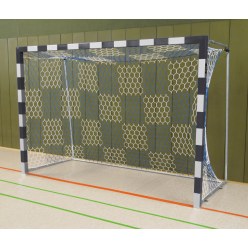 Sport-Thieme Handballtor frei stehend, 3x2 m Schwarz-Silber, Verschraubte Eckverbindungen