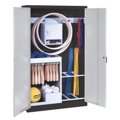 C+P Sportredskabsskab med solide metal fløjdøre (Type 1), HxBxT 195x120x50 cm