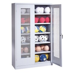 C+P Ballschrank mit Lochblech-Flügeltüren (Typ 3), HxBxT 195x120x50 cm