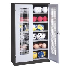 C+P Ballschrank mit Lochblech-Flügeltüren (Typ 3), HxBxT 195x120x50 cm