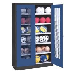 C+P Ballschrank mit Lochblech-Flügeltüren (Typ 3), HxBxT 195x120x50 cm