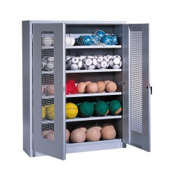 C+P Ballschrank mit Lochblech-Flügeltüren (Typ 3), HxBxT 195x150x50 cm