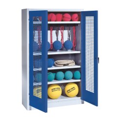 C+P Sportgeräteschrank mit Lochblech-Flügeltüren (Typ 2), HxBxT 195x120x50 cm