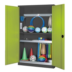 Modul-Redskabsskab med komplet udstyr. HxBxD 195x120x50 cm. Med stålplade-låger