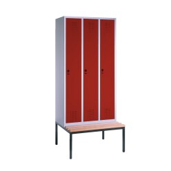 C+P Garderobenschrank "S 3000 Evolo", Abteilbreite 30 cm, mit Sitzbank