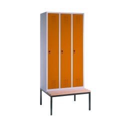 C+P Garderobenschrank "S 3000 Evolo", Abteilbreite 30 cm, mit Sitzbank