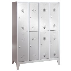 &quot;S 2000 Classic&quot; Double Lockers with 150-mm-high Feet Light grey (RAL 7035), 185x119x50 cm/ 8 shelves