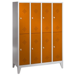 &quot;S 2000 Classic&quot; Double Lockers with 150-mm-high Feet Yellow orange (RAL 2000), 185x119x50 cm/ 8 shelves