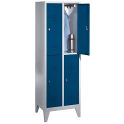 &quot;S 2000 Classic&quot; Double Lockers with 150-mm-high Feet Viridian green (RDS 110 80 60), 185x81x50 cm/ 4 shelves