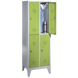 C+P Doppel-Garderobenschrank "S 2000 Classic", Abteilbreite 40 cm mit 15 cm hohen Füßen Verkehrsgelb (RAL 1023), 185x120x50 cm/ 6 Fächer
