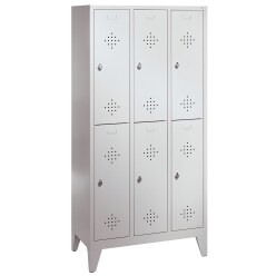 "S 2000 Classic" Double Lockers with 150-mm-high Feet Light grey (RAL 7035), 185x159x50 cm/ 8 shelves