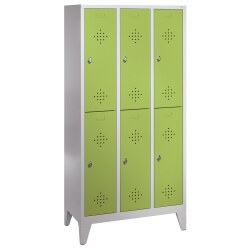 "S 2000 Classic" Double Lockers with 150-mm-high Feet Light grey (RAL 7035), 185x81x50 cm/ 4 shelves