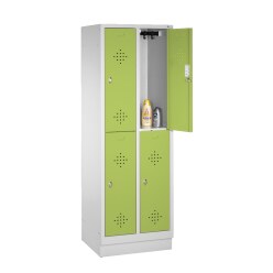 "S 2000 Classic" Double Lockers with 150-mm-high Feet Light grey (RAL 7035), 180x90x50 cm/ 6 shelves