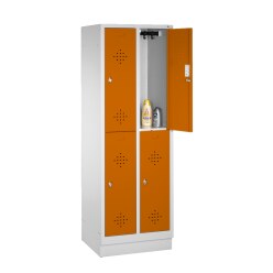 "S 2000 Classic" Double Lockers with 150-mm-high Feet Light grey (RAL 7035), 180x61x50 cm/ 4 shelves
