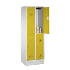 "S 2000 Classic" Double Lockers with 150-mm-high Feet Light grey (RAL 7035), 180x90x50 cm/ 6 shelves