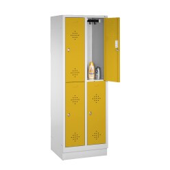 C+P Doppel-Garderobenschrank "S 2000 Classic", Abteilbreite 40 cm mit 10 cm hohem Sockel Verkehrsgelb (RAL 1023), 180x120x50 cm/ 6 Fächer
