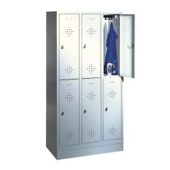 C+P Doppel-Garderobenschrank "S 2000 Classic", Abteilbreite 40 cm mit 10 cm hohem Sockel Verkehrsgelb (RAL 1023), 180x120x50 cm/ 6 Fächer