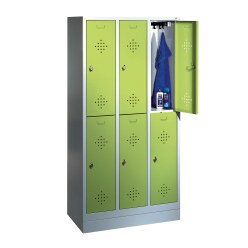 C+P Doppel-Garderobenschrank "S 2000 Classic", Abteilbreite 40 cm mit 10 cm hohem Sockel Verkehrsgelb (RAL 1023), 180x120x50 cm/ 6 Fächer