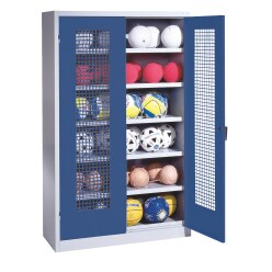 C+P Ballschrank mit Lochblech-Flügeltüren (Typ 3), HxBxT 195x120x50 cm