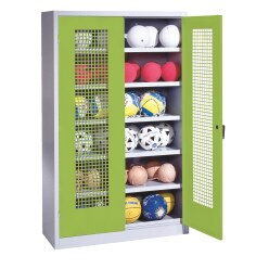 C+P Ballschrank mit Lochblech-Flügeltüren (Typ 3), HxBxT 195x120x50 cm